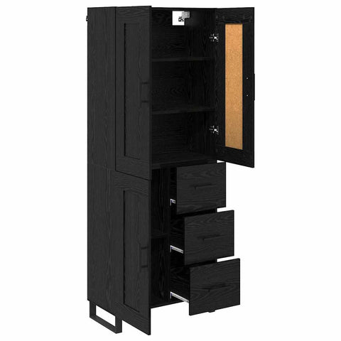 vidaXL Highboard Wall-mounted 2 pcs Black Oak Engineered Wood