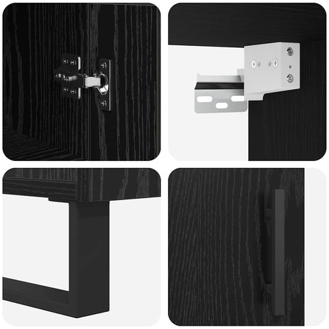 vidaXL Highboard Black Oak 34.5 x 34 x 180 cm Engineered Wood