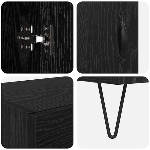 vidaXL Highboard Black Oak 69.5 x 34 x 180 cm Engineered Wood