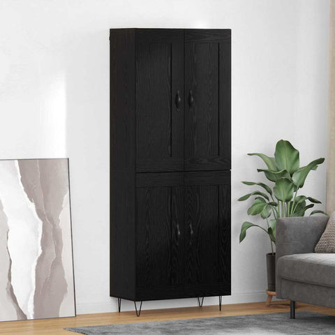 vidaXL Highboard Black Oak 69.5 x 34 x 180 cm Engineered Wood