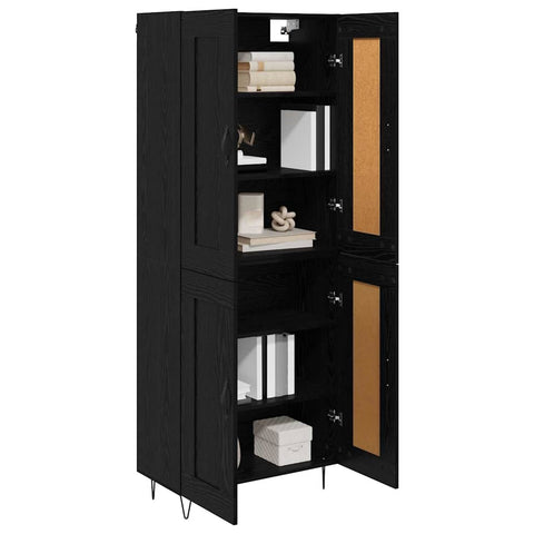 vidaXL Highboard Black Oak 69.5 x 34 x 180 cm Engineered Wood