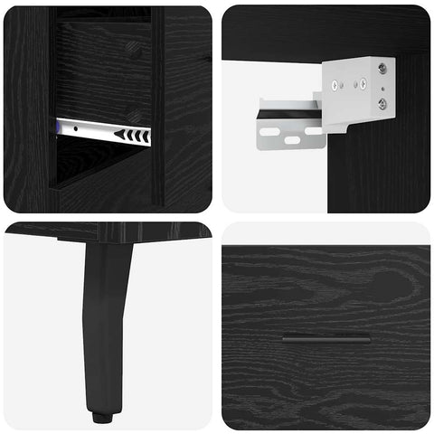 vidaXL Highboard 2 pcs Black Oak 69.5 x 34 x 180 cm Engineered Wood