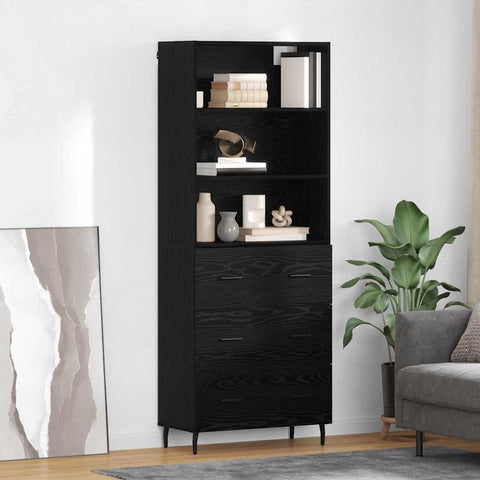 vidaXL Highboard 2 pcs Black Oak 69.5 x 34 x 180 cm Engineered Wood