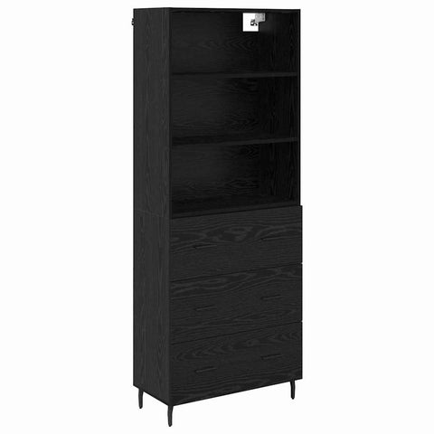 vidaXL Highboard 2 pcs Black Oak 69.5 x 34 x 180 cm Engineered Wood