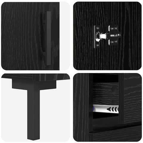 vidaXL Highboard Wall-mounted 2 pcs Black Oak Engineered Wood