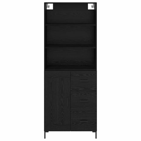 vidaXL Highboard Wall-mounted 2 pcs Black Oak Engineered Wood