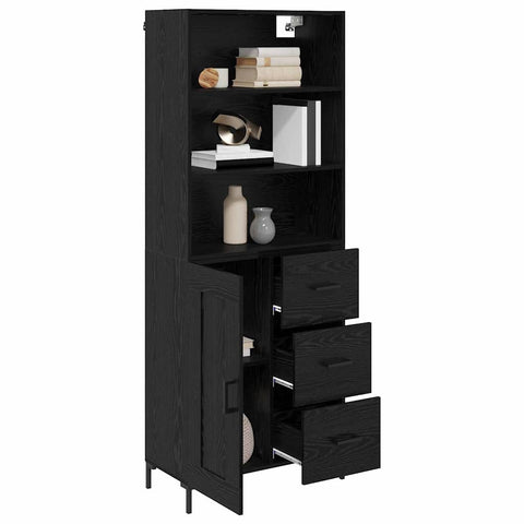 vidaXL Highboard Wall-mounted 2 pcs Black Oak Engineered Wood