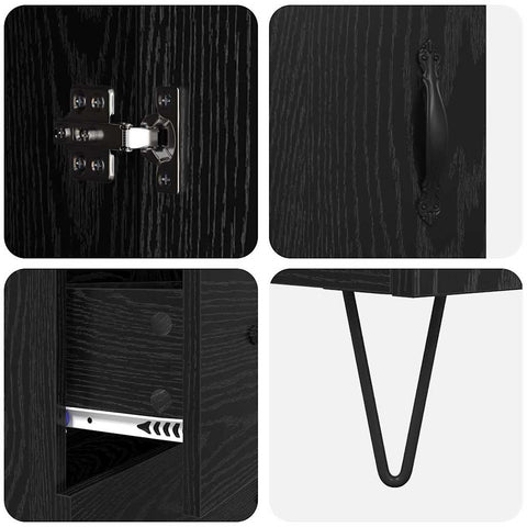 vidaXL Highboard Black Oak 69.5 x 34 x 180 cm Engineered Wood