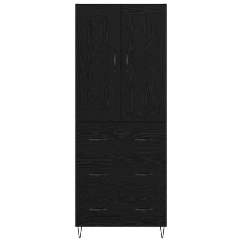 vidaXL Highboard Black Oak 69.5 x 34 x 180 cm Engineered Wood
