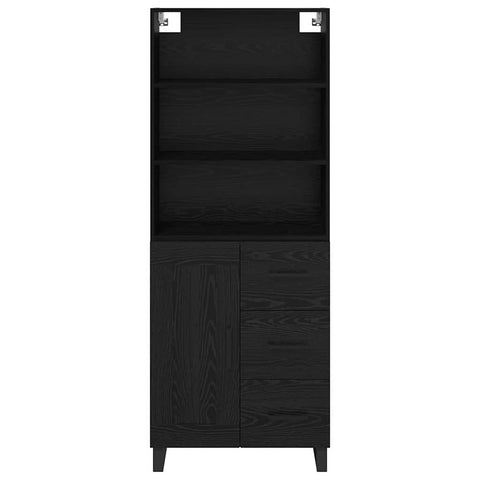 vidaXL Highboard Wall-mounted 2 pcs Black Oak Engineered Wood