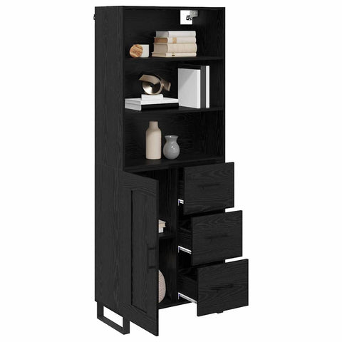 vidaXL Highboard Wall-mounted 2 pcs Black Oak Engineered Wood