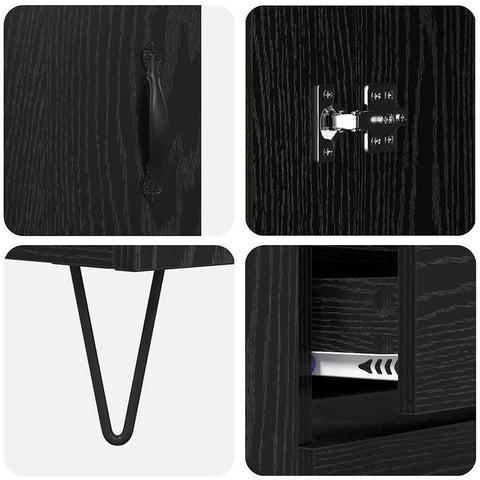 vidaXL Highboard Wall-mounted 2 pcs Black Oak Engineered Wood