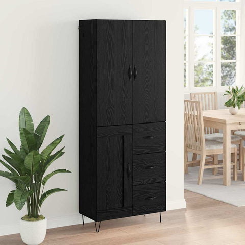 vidaXL Highboard Wall-mounted 2 pcs Black Oak Engineered Wood