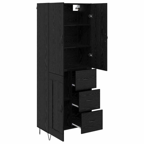 vidaXL Highboard Wall-mounted 2 pcs Black Oak Engineered Wood
