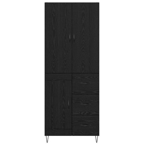 vidaXL Highboard Wall-mounted 2 pcs Black Oak Engineered Wood