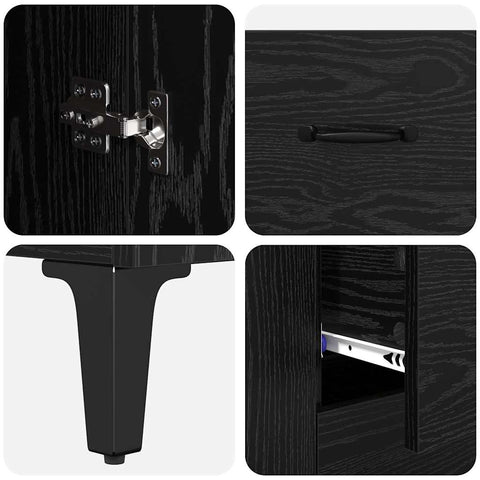 vidaXL Highboard Black Oak 69.5 x 34 x 180 cm Engineered Wood