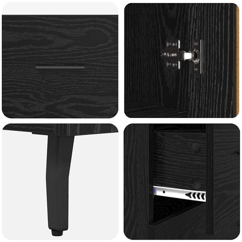 vidaXL Highboard 2 pcs Black Oak 69.5 x 34 x 180 cm Engineered Wood