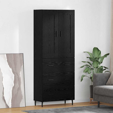 vidaXL Highboard 2 pcs Black Oak 69.5 x 34 x 180 cm Engineered Wood