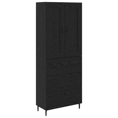 vidaXL Highboard 2 pcs Black Oak 69.5 x 34 x 180 cm Engineered Wood