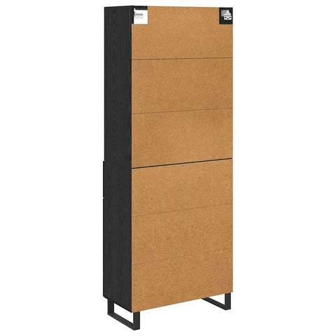 vidaXL Highboard Wall-mounted 2 pcs Black Oak Engineered Wood