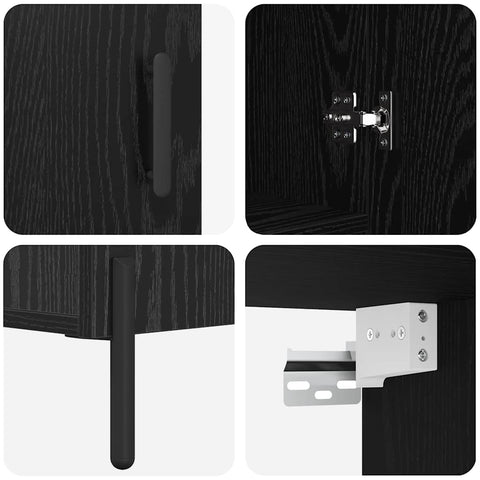 vidaXL Highboard 2 pcs Black Oak 69.5 x 34 x 180 cm Engineered Wood