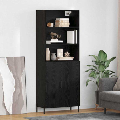 vidaXL Highboard 2 pcs Black Oak 69.5 x 34 x 180 cm Engineered Wood