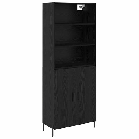 vidaXL Highboard 2 pcs Black Oak 69.5 x 34 x 180 cm Engineered Wood