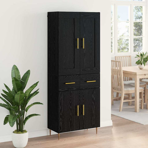 Highboard with Drawer Black Oak 69.5 x 34 x 180 cm Engineered Wood