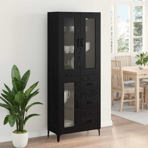 vidaXL Highboard Black Oak 69.5 x 34 x 180 cm Engineered Wood