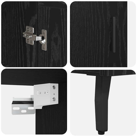 vidaXL Highboard Black Oak 69.5 x 34 x 180 cm Engineered Wood