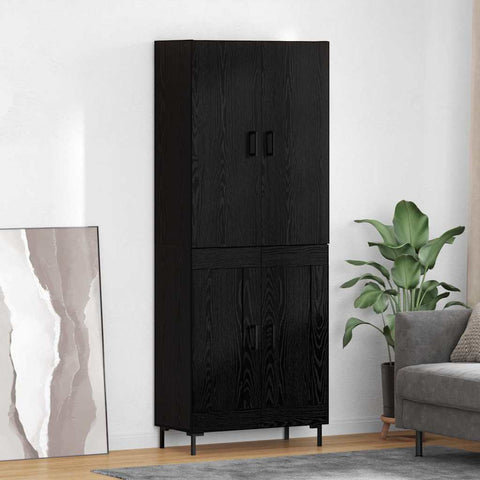vidaXL Highboard Black Oak 69.5 x 34 x 180 cm Engineered Wood