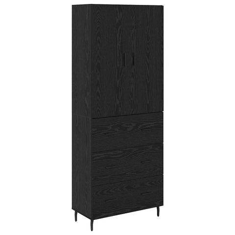 vidaXL Highboard 2 pcs Black oak 69.5 x 34 x 180 cm Engineered Wood