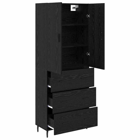 vidaXL Highboard 2 pcs Black oak 69.5 x 34 x 180 cm Engineered Wood