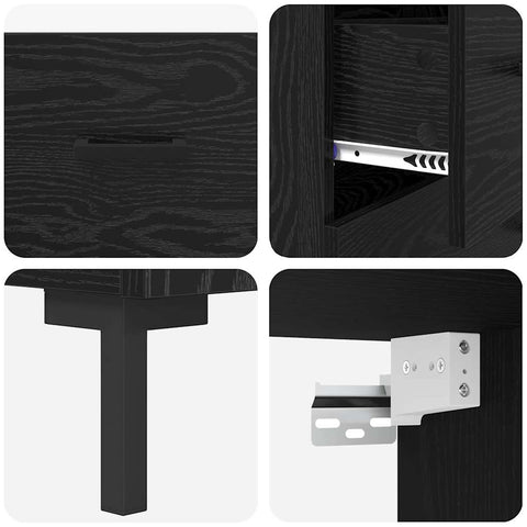 vidaXL Highboard Wall-mounted 2 pcs Black Oak Engineered Wood