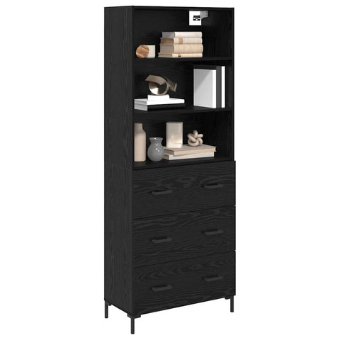 vidaXL Highboard Wall-mounted 2 pcs Black Oak Engineered Wood