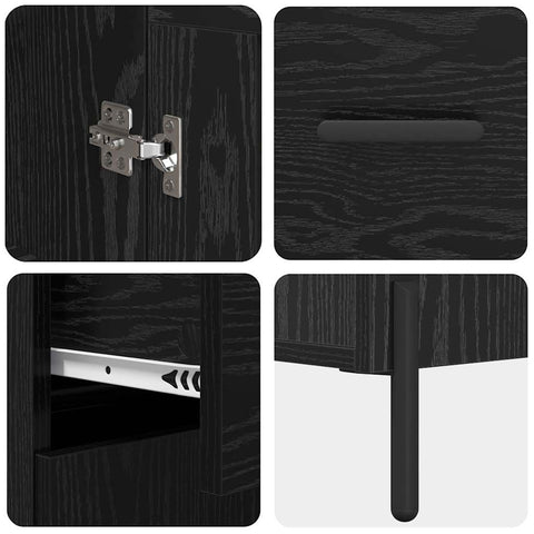 vidaXL Highboard Black Oak 69.5 x 34 x 180 cm Engineered Wood