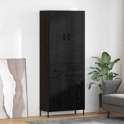 vidaXL Highboard Black Oak 69.5 x 34 x 180 cm Engineered Wood