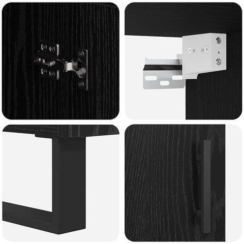 vidaXL Highboard Black Oak 69.5 x 34 x 180 cm Engineered Wood