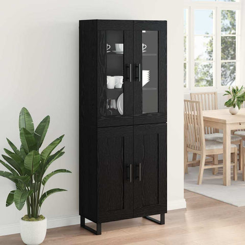 vidaXL Highboard Black Oak 69.5 x 34 x 180 cm Engineered Wood