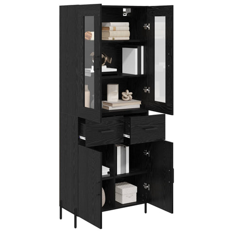 vidaXL Highboard Black Oak 69.5 x 34 x 180 cm Engineered Wood