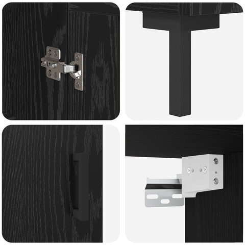 vidaXL Highboard Black Oak 69.5 x 34 x 180 cm Engineered Wood