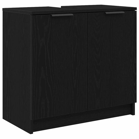 vidaXL Bathroom Cabinet Set with Shelf 3 pcs Black Oak Engineered Wood