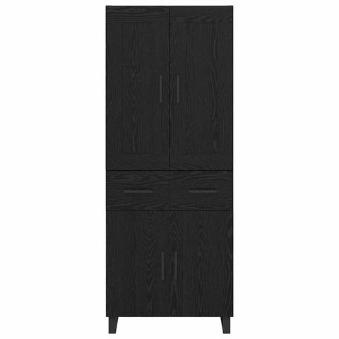 vidaXL Highboard Wall-mounted 2 pcs Black Oak Engineered Wood