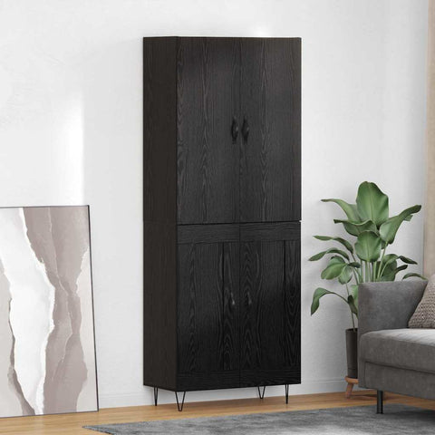 vidaXL Highboard Wall-mounted 2 pcs Black Oak Engineered Wood