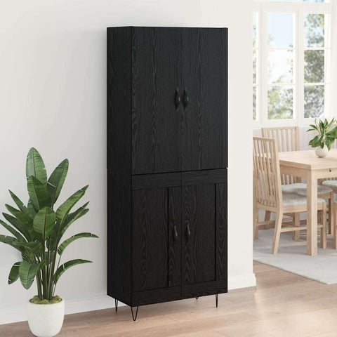 vidaXL Highboard Wall-mounted 2 pcs Black Oak Engineered Wood