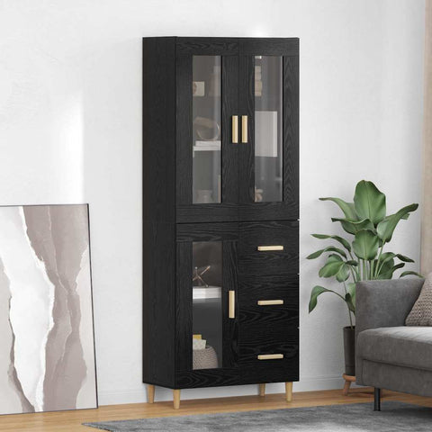 vidaXL Highboard Wall-mounted 2 pcs Black Oak Engineered Wood
