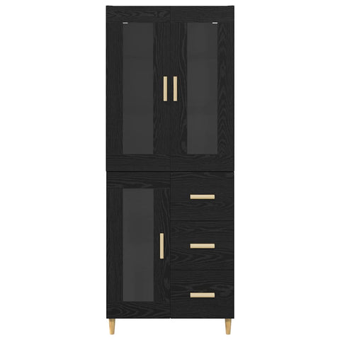 vidaXL Highboard Wall-mounted 2 pcs Black Oak Engineered Wood