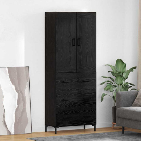 vidaXL Highboard Black Oak 69.5 x 34 x 180 cm Engineered Wood