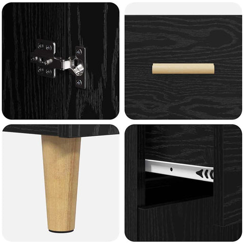 vidaXL Highboard Wall-mounted 2 pcs Black Oak Engineered Wood