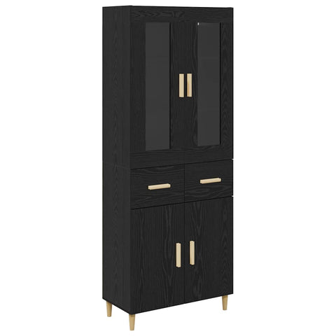 vidaXL Highboard Wall-mounted 2 pcs Black Oak Engineered Wood